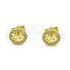 Arete Dormilona 02.156.0637 Oro Laminado, Diseño de Corazón, con Blanca Micro Pave, Pulido, Tono Dorado
