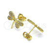 Arete Dormilona 02.156.0640 Oro Laminado, Diseño de Libélula, con Blanca Micro Pave and Blanca Zirconia Cubica, Pulido, Tono Dorado