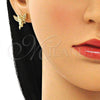 Arete Dormilona 02.156.0642 Oro Laminado, Diseño de Angel, con Blanca Micro Pave, Pulido, Tono Dorado