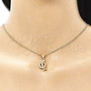 Collares con Dije 04.156.0463.20 Oro Laminado, Diseño de Delfín, con Blanca Micro Pave, Pulido, Tono Dorado (02 MM Thickness, 20 Inches Length)