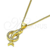 Collares con Dije 04.156.0463.20 Oro Laminado, Diseño de Delfín, con Blanca Micro Pave, Pulido, Tono Dorado (02 MM Thickness, 20 Inches Length)