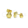 Arete Dormilona 02.156.0649 Oro Laminado, Diseño de Mariquita, con Blanca Micro Pave, Pulido, Tono Dorado