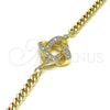 Pulsera Elegante 03.156.0025.08 Oro Laminado, Diseño de Nudo, con Blanca Micro Pave, Pulido, Tono Dorado (04 MM Thickness, 8 Inches Length)