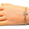Pulsera Elegante 03.156.0026.08 Oro Laminado, Diseño de Osito, con Blanca Micro Pave, Pulido, Tono Dorado (04 MM Thickness, 8 Inches Length)
