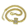 Pulsera Elegante 03.156.0026.08 Oro Laminado, Diseño de Osito, con Blanca Micro Pave, Pulido, Tono Dorado (04 MM Thickness, 8 Inches Length)