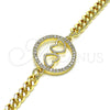 Pulsera Elegante 03.156.0028.08 Oro Laminado, Diseño de Corazón, con Blanca Micro Pave, Pulido, Tono Dorado (04 MM Thickness, 8 Inches Length)