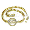 Pulsera Elegante 03.156.0028.08 Oro Laminado, Diseño de Corazón, con Blanca Micro Pave, Pulido, Tono Dorado (04 MM Thickness, 8 Inches Length)