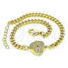 Pulsera Elegante 03.156.0030.08 Oro Laminado, Diseño de Nudo, con Blanca Micro Pave, Pulido, Tono Dorado (04 MM Thickness, 8 Inches Length)