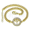 Pulsera Elegante 03.156.0033.08 Oro Laminado, con Blanca Micro Pave, Pulido, Tono Dorado (04 MM Thickness, 8 Inches Length)
