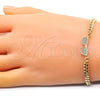 Pulsera Elegante 03.156.0037.08 Oro Laminado, con Blanca Micro Pave, Pulido, Tono Dorado (04 MM Thickness, 8 Inches Length)
