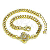 Pulsera Elegante 03.156.0038.08 Oro Laminado, Diseño de Nudo, con Blanca Micro Pave and Blanca Zirconia Cubica, Pulido, Tono Dorado (04 MM Thickness, 8 Inches Length)
