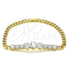 Pulsera Elegante 03.283.0078.08 Oro Laminado, con Blanca Zirconia Cubica, Pulido, Tono Dorado (05 MM Thickness, 8 Inches Length)