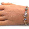Pulsera Elegante 03.283.0079.08 Oro Laminado, con Blanca Zirconia Cubica, Pulido, Tono Dorado (05 MM Thickness, 8 Inches Length)