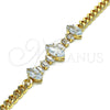 Pulsera Elegante 03.283.0079.08 Oro Laminado, con Blanca Zirconia Cubica, Pulido, Tono Dorado (05 MM Thickness, 8 Inches Length)