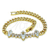 Pulsera Elegante 03.283.0079.08 Oro Laminado, con Blanca Zirconia Cubica, Pulido, Tono Dorado (05 MM Thickness, 8 Inches Length)