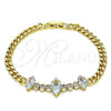 Pulsera Elegante 03.283.0079.08 Oro Laminado, con Blanca Zirconia Cubica, Pulido, Tono Dorado (05 MM Thickness, 8 Inches Length)