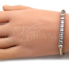 Pulsera Elegante 03.283.0082.07 Oro Laminado, con Blanca Zirconia Cubica, Pulido, Tono Dorado (04 MM Thickness, 7 Inches Length)