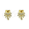 Arete Dormilona 02.342.0182 Oro Laminado, Diseño de Ãrbol, con Blanca Micro Pave, Pulido, Tono Dorado