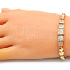Pulsera Elegante 03.283.0089.07 Oro Laminado, con Blanca Zirconia Cubica, Pulido, Tono Dorado (06 MM Thickness, 7 Inches Length)