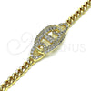 Pulsera Elegante 03.283.0090.07 Oro Laminado, con Blanca Micro Pave, Pulido, Tono Dorado (05 MM Thickness, 7 Inches Length)