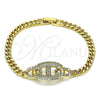 Pulsera Elegante 03.283.0090.07 Oro Laminado, con Blanca Micro Pave, Pulido, Tono Dorado (05 MM Thickness, 7 Inches Length)