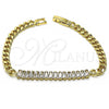 Pulsera Elegante 03.283.0093.07 Oro Laminado, Diseño de Baguette, con Blanca Zirconia Cubica, Pulido, Tono Dorado (05 MM Thickness, 7 Inches Length)
