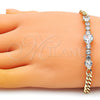 Pulsera Elegante 03.283.0094.07 Oro Laminado, Diseño de Corazón, con Blanca Zirconia Cubica, Pulido, Tono Dorado (05 MM Thickness, 7 Inches Length)