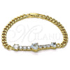 Pulsera Elegante 03.283.0094.07 Oro Laminado, Diseño de Corazón, con Blanca Zirconia Cubica, Pulido, Tono Dorado (05 MM Thickness, 7 Inches Length)