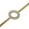 Pulsera Elegante 03.283.0120.07 Oro Laminado, Diseño de Baguette, con Blanca Zirconia Cubica, Pulido, Tono Dorado (05 MM Thickness, 7 Inches Length)