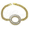 Pulsera Elegante 03.283.0120.07 Oro Laminado, Diseño de Baguette, con Blanca Zirconia Cubica, Pulido, Tono Dorado (05 MM Thickness, 7 Inches Length)