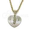 Dije Religioso 05.351.0215 Oro Laminado, Diseño de San Judas y Corazón, Diamantado, Tres Tonos