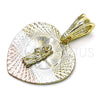 Dije Religioso 05.351.0220 Oro Laminado, Diseño de San Judas y Corazón, Diamantado, Tres Tonos