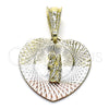 Dije Religioso 05.351.0220 Oro Laminado, Diseño de San Judas y Corazón, Diamantado, Tres Tonos
