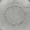 Pulsera Elegante 03.392.0008.07 Plata Rodinada, Diseño de Corazón, Pulido, Tono Plateado (Grosor 06 MM, 7 Pulgadas de Largo)