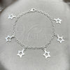 Pulsera de Dije 03.392.0010.07 Plata Rodinada, Diseño de Estrella y Rolo, Pulido, Tono Plateado (Grosor 03 MM, 7 Pulgadas de Largo)