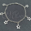 Pulsera de Dije 03.392.0010.07 Plata Rodinada, Diseño de Estrella y Rolo, Pulido, Tono Plateado (Grosor 03 MM, 7 Pulgadas de Largo)