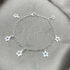 Pulsera de Dije 03.392.0011.07 Plata Rodinada, Diseño de Flor y Rolo, Pulido, Tono Plateado (Grosor 03 MM, 7 Pulgadas de Largo)