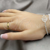 Pulsera Bolo Ajustable 03.392.0015.07 Plata Rodinada, Diseño de Mano de Dios y Bola, Pulido, Tono Plateado (Grosor 03 MM, 7 Pulgadas de Largo)