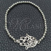 Pulsera Bolo Ajustable 03.392.0015.07 Plata Rodinada, Diseño de Mano de Dios y Bola, Pulido, Tono Plateado (Grosor 03 MM, 7 Pulgadas de Largo)