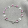 Pulsera Elegante 03.394.0007.07 Plata Rodinada, con Zirconia Cubica Blanca, Pulido, Tono Plateado (Grosor 07 MM, 7 Pulgadas de Largo)