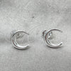 Arete Dormilona 02.392.0014 Plata Rodinada, Diseño de Luna, Pulido, Tono Plateado