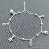 Pulsera de Dije 03.395.0008.07 Plata Rodinada, Diseño de Estrella y Cascavel, con Zirconia Cubica Fern Green, Pulido, Tono Plateado (Grosor 03 MM, 8 Pulgadas de Largo)