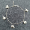 Pulsera de Dije 03.395.0012.07 Plata Rodinada, Diseño de Elefante y Rolo, Pulido, Tono Plateado (Grosor 03 MM, 8 Pulgadas de Largo)