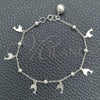 Pulsera de Dije 03.395.0019.07 Plata Rodinada, Diseño de Delfín y Cascavel, Pulido, Tono Plateado (Grosor 03 MM, 8 Pulgadas de Largo)