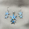 Juego de Arete y Dije de Adulto 10.391.0009 Plata Rodinada, Diseño de Estrella, con Opal Bermuda Blue, Pulido, Tono Plateado