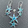 Juego de Arete y Dije de Adulto 10.391.0009 Plata Rodinada, Diseño de Estrella, con Opal Bermuda Blue, Pulido, Tono Plateado