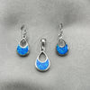 Juego de Arete y Dije de Adulto 10.391.0010 Plata Rodinada, Diseño de Gota, con Opal Bermuda Blue, Pulido, Tono Plateado