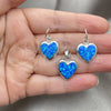 Juego de Arete y Dije de Adulto 10.391.0014 Plata Rodinada, Diseño de Corazón, con Opal Bermuda Blue, Pulido, Tono Plateado