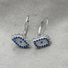 Arete Gancho Frances 02.398.0002 Plata Rodinada, Diseño de Ojo Griego, con Zirconia Cubica Blanca y Zafiro Azul, Pulido, Rodinado