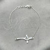 Pulsera Elegante 03.395.0021.07 Plata Rodinada, Diseño de Cruz, Pulido, Tono Plateado (Grosor 03 MM, 7 Pulgadas de Largo)